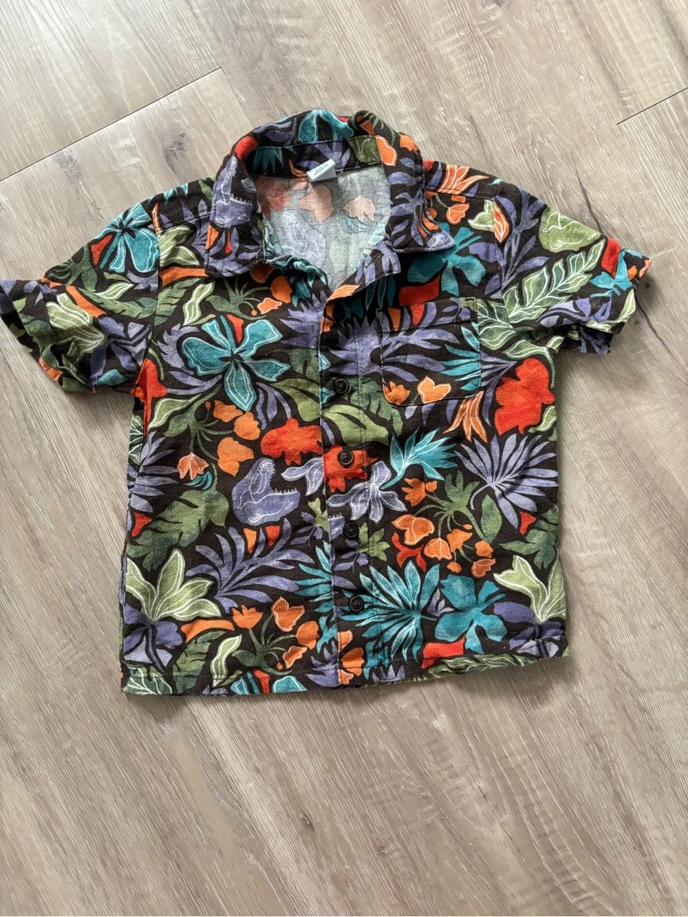 Tropical Floral kids Short Sleeve Button-Down Shirt